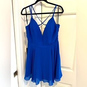 Bebe Double Strap Skater Mini Dress- Size 10 NWT Beautiful Blue!